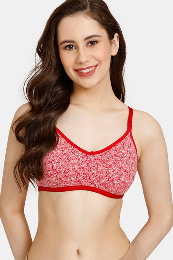 Buy Rosaline Everyday Double Layered Non-Wired 3/4th Coverage T-Shirt Bra - Red Art Pt